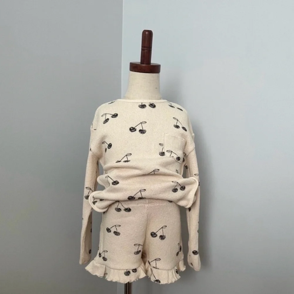 ZARA TODDLER GIRL CHERRY SWEATSHIRT & SHORTS